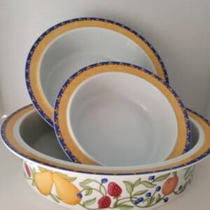 Set of 3 Vintage Dansk Fiance Fruits serving Bowls or cereal bowls